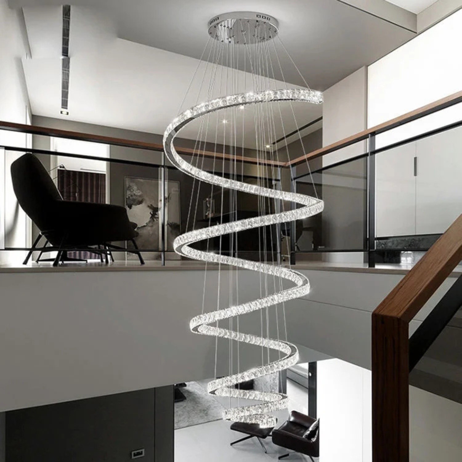 Long Spiral Hanging Crystal Chandelier Dia100 - image-2