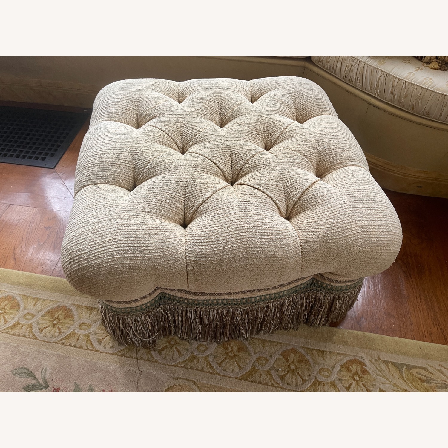 Ottoman with Fringe - Beige - image-1