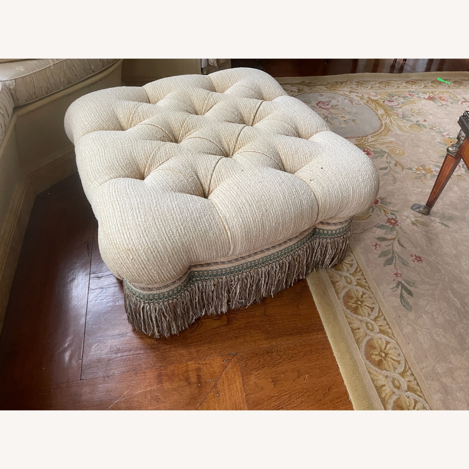 Ottoman with Fringe - Beige - image-3
