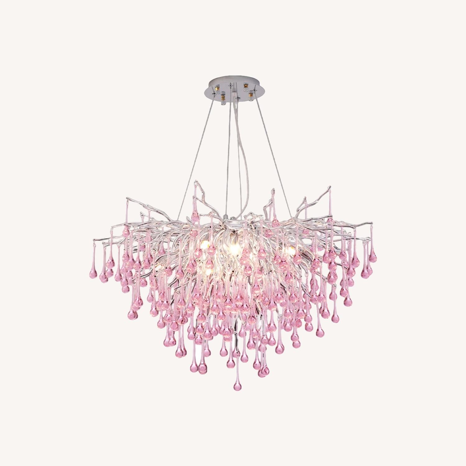 Modern Pink Crystal Chandelier - image-0