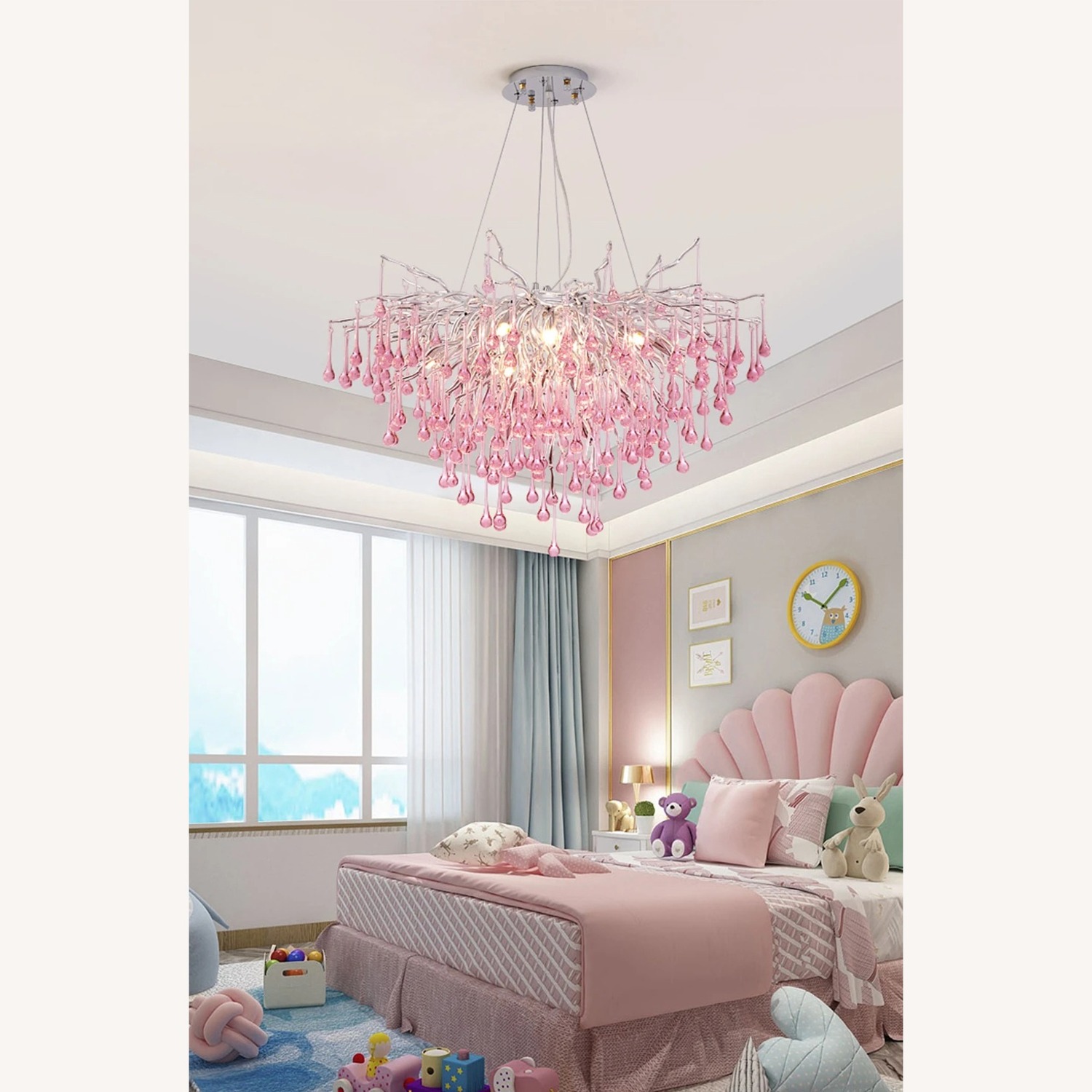 Modern Pink Crystal Chandelier - image-2