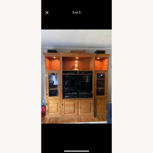 Used Solid Oak Entertainment Center for sale on AptDeco