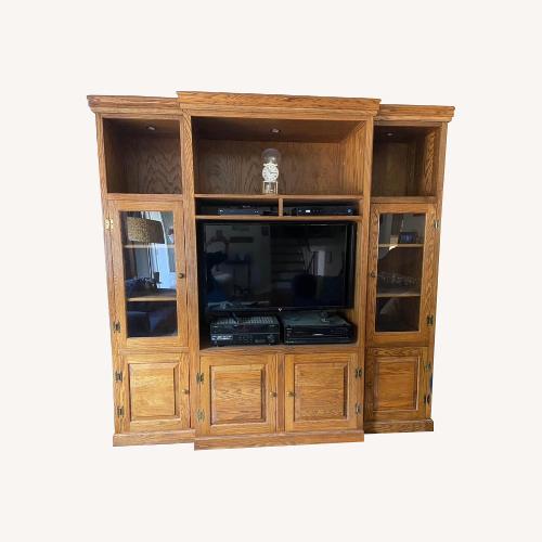 Used Solid Oak Entertainment Center for sale on AptDeco
