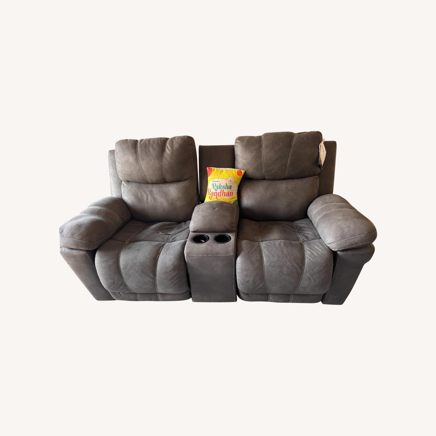 Dual Power Leather Reclining Sofa - image-0
