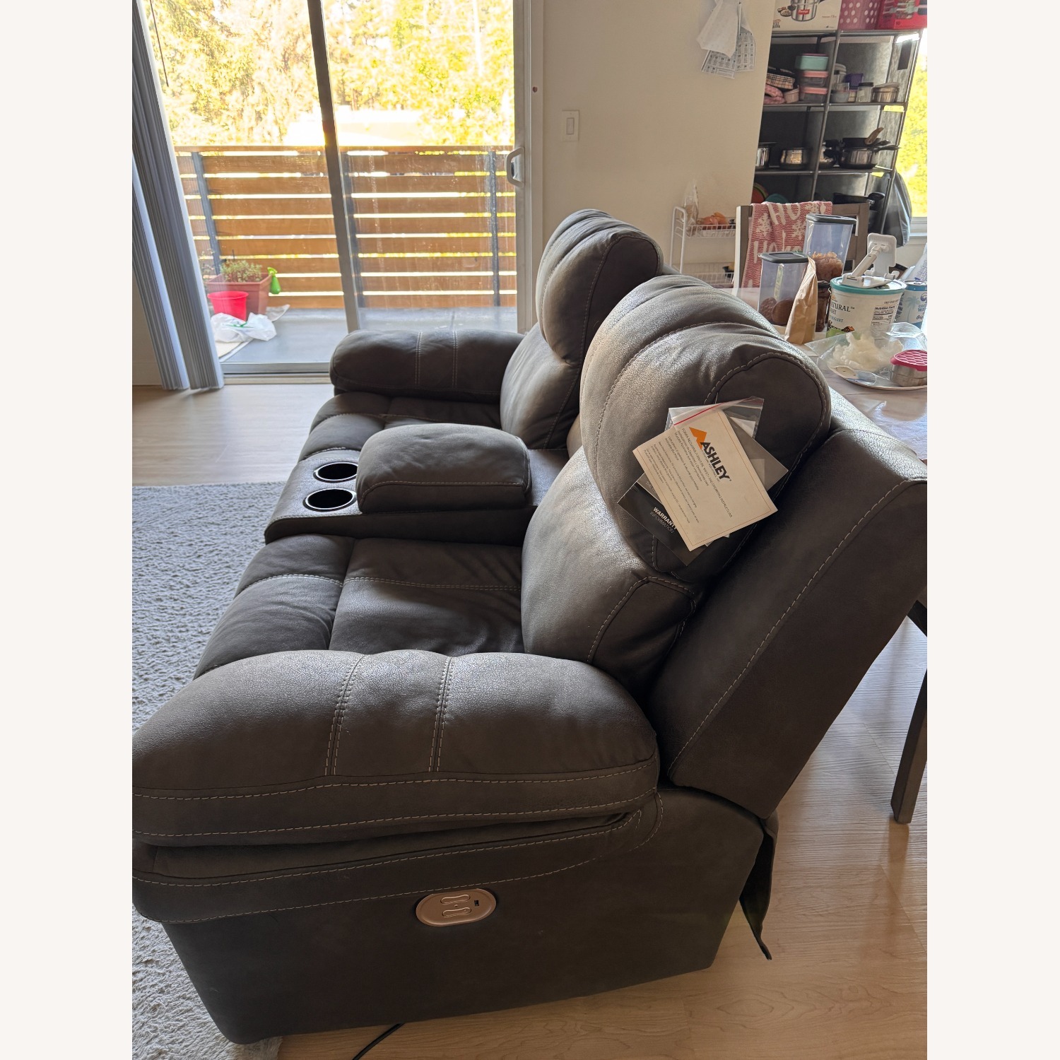 Dual Power Leather Reclining Sofa - image-7