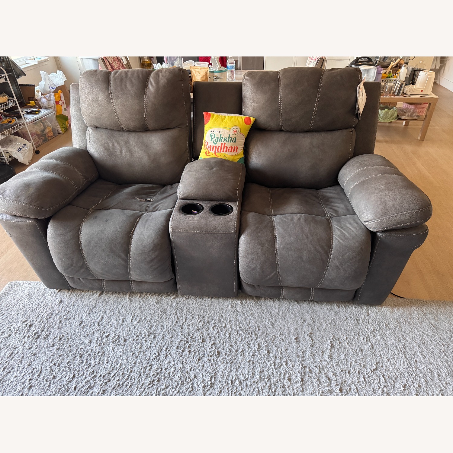 Dual Power Leather Reclining Sofa - image-1