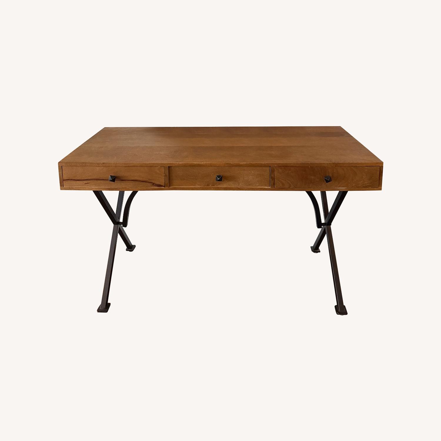 Pottery Barn Rustic Desk with Metal Hardware - image-0