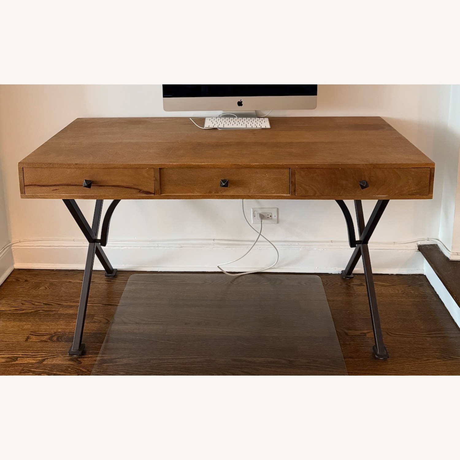 Pottery Barn Rustic Desk with Metal Hardware - image-1