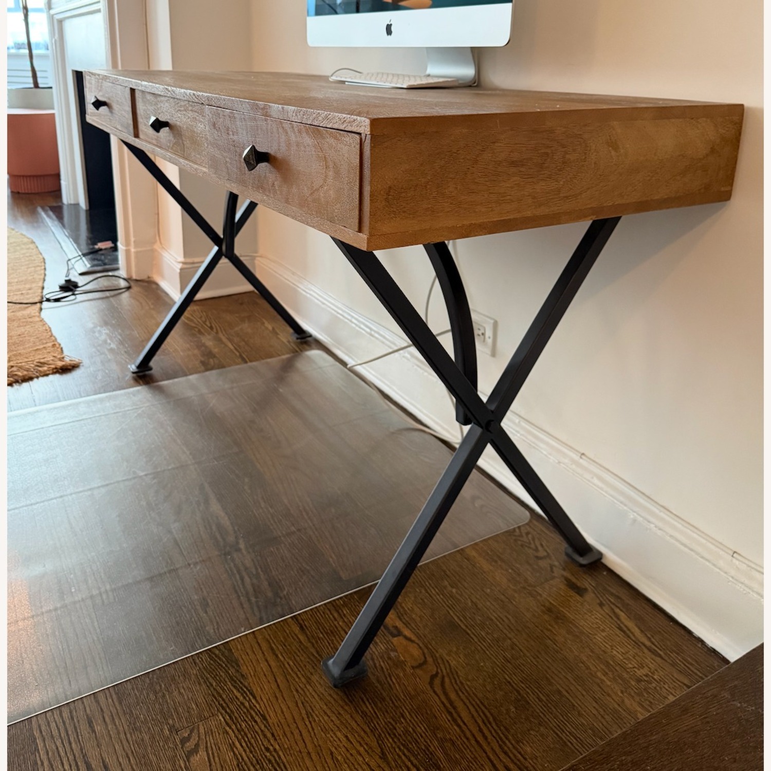 Pottery Barn Rustic Desk with Metal Hardware - image-3