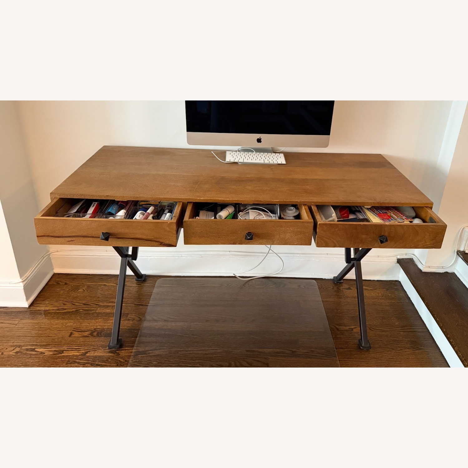 Pottery Barn Rustic Desk with Metal Hardware - image-4