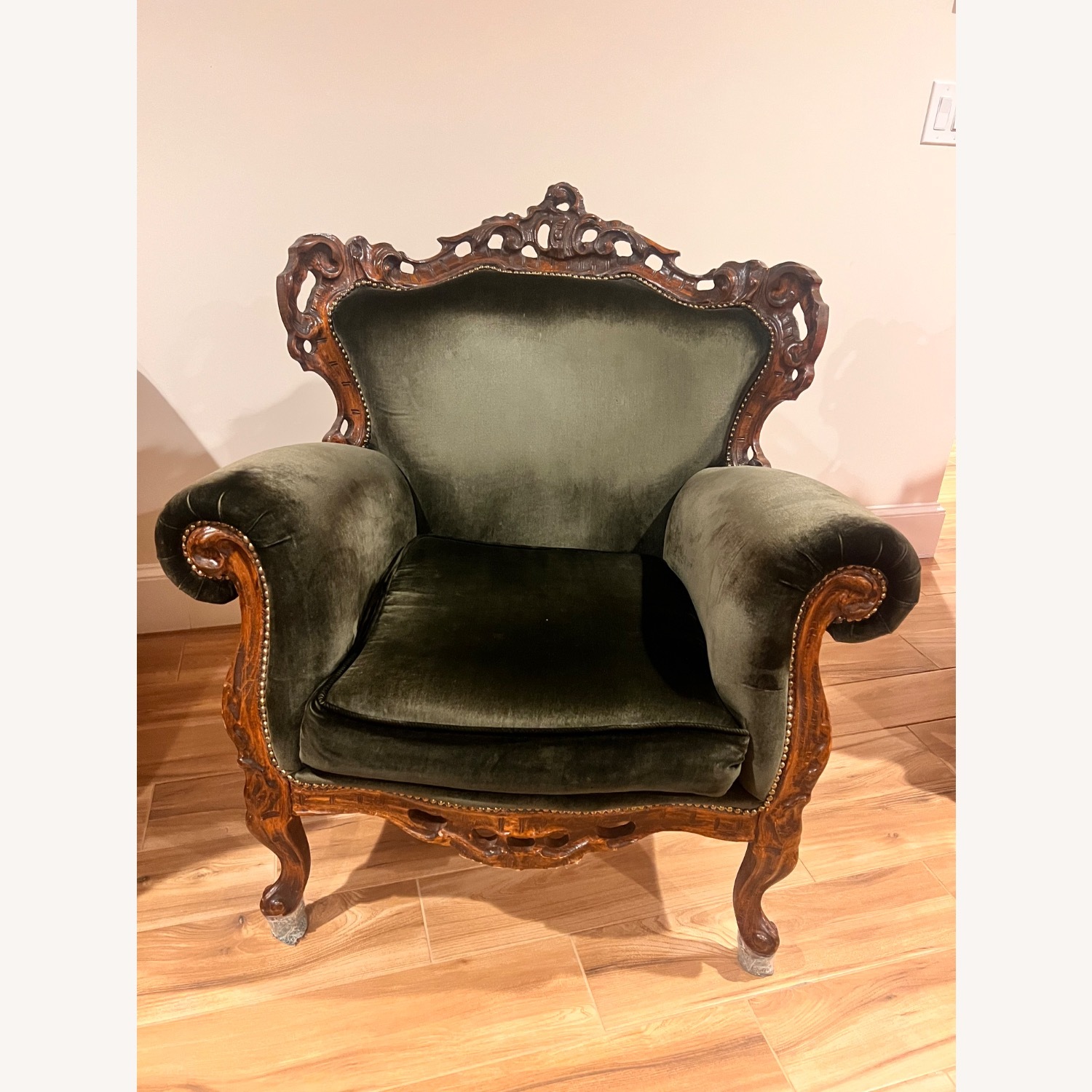 Antique Arm Chair in Suede  - image-2
