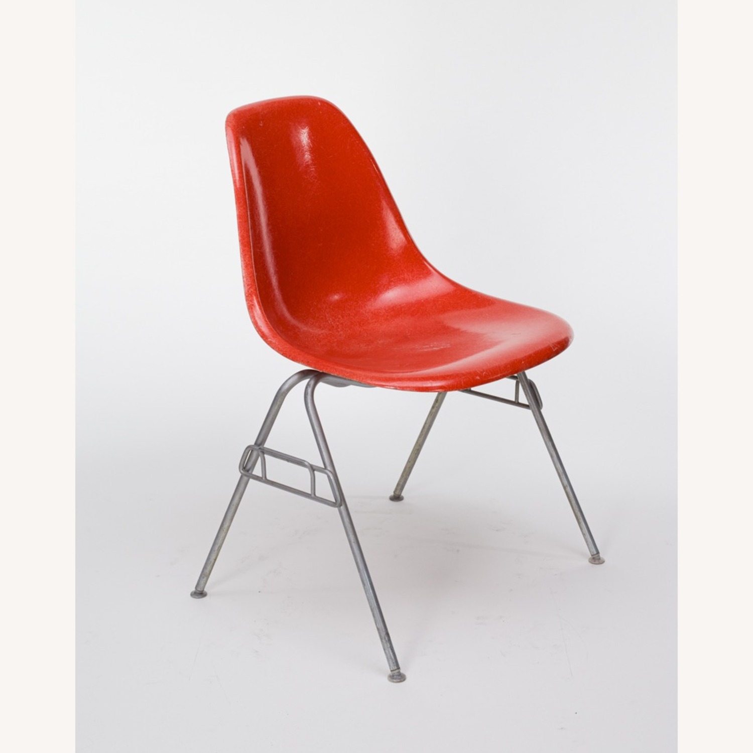 Red Eames Herman Miller Fiberglass Side Chair - image-1