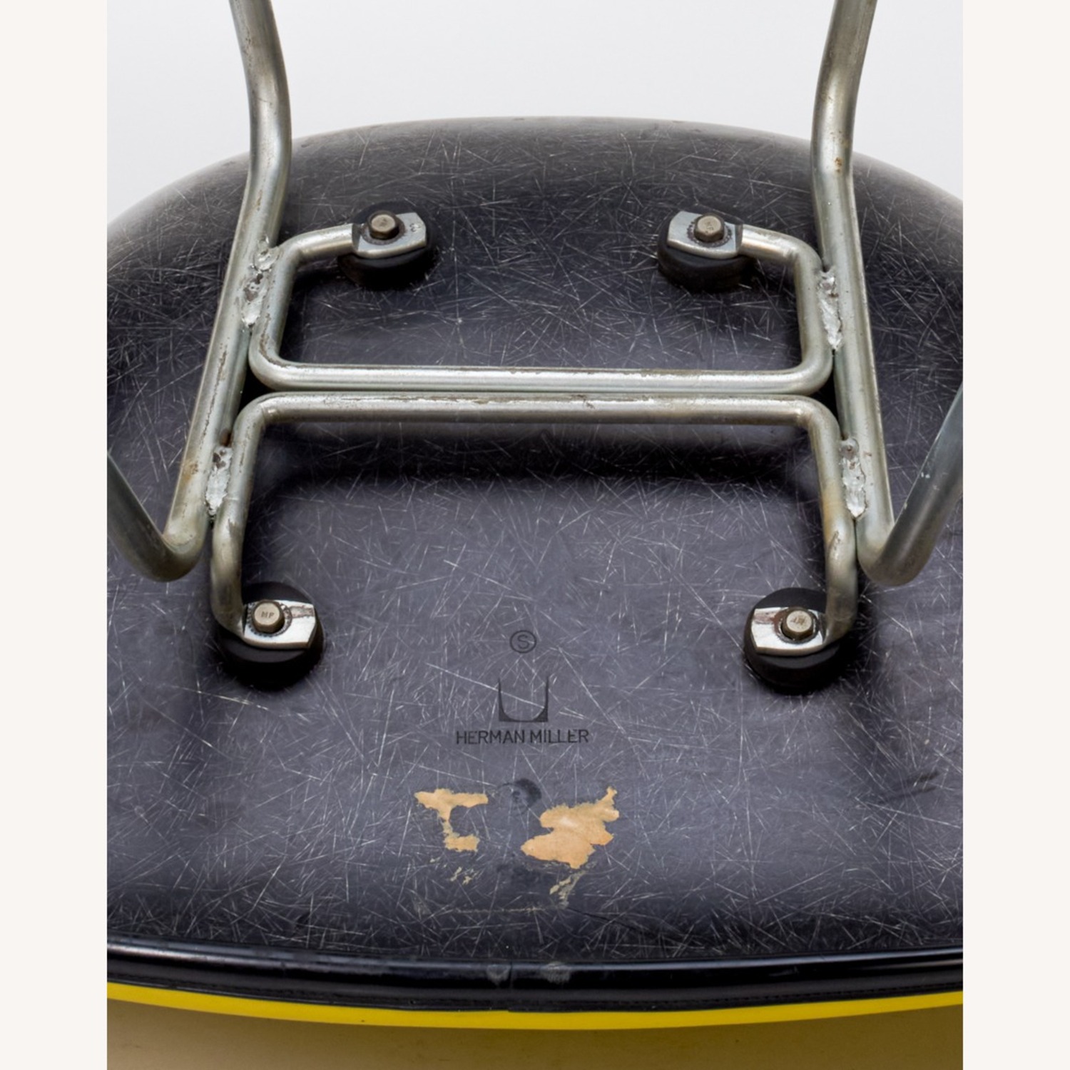 Yellow Leather Eames Herman Miller Shell Chair - image-5