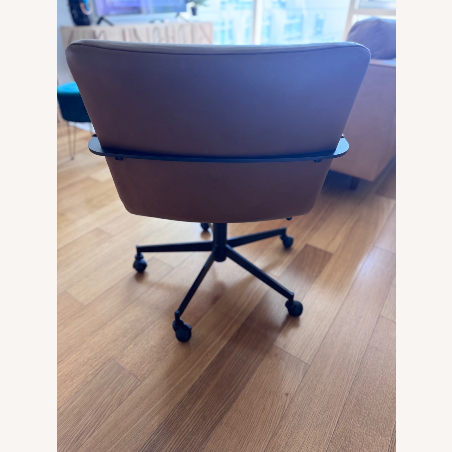 West Elm Cooper Mid-Century Leather Swivel Office Chair - image-4