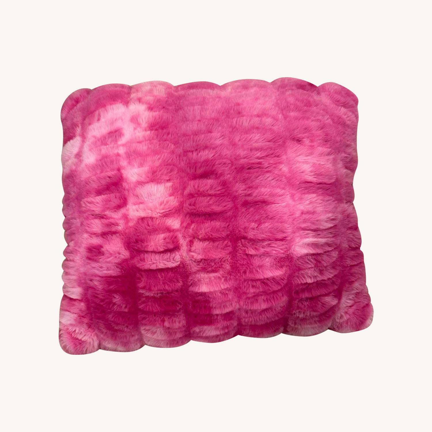 Pink Tie-dye Faux Fur Pillow - image-0