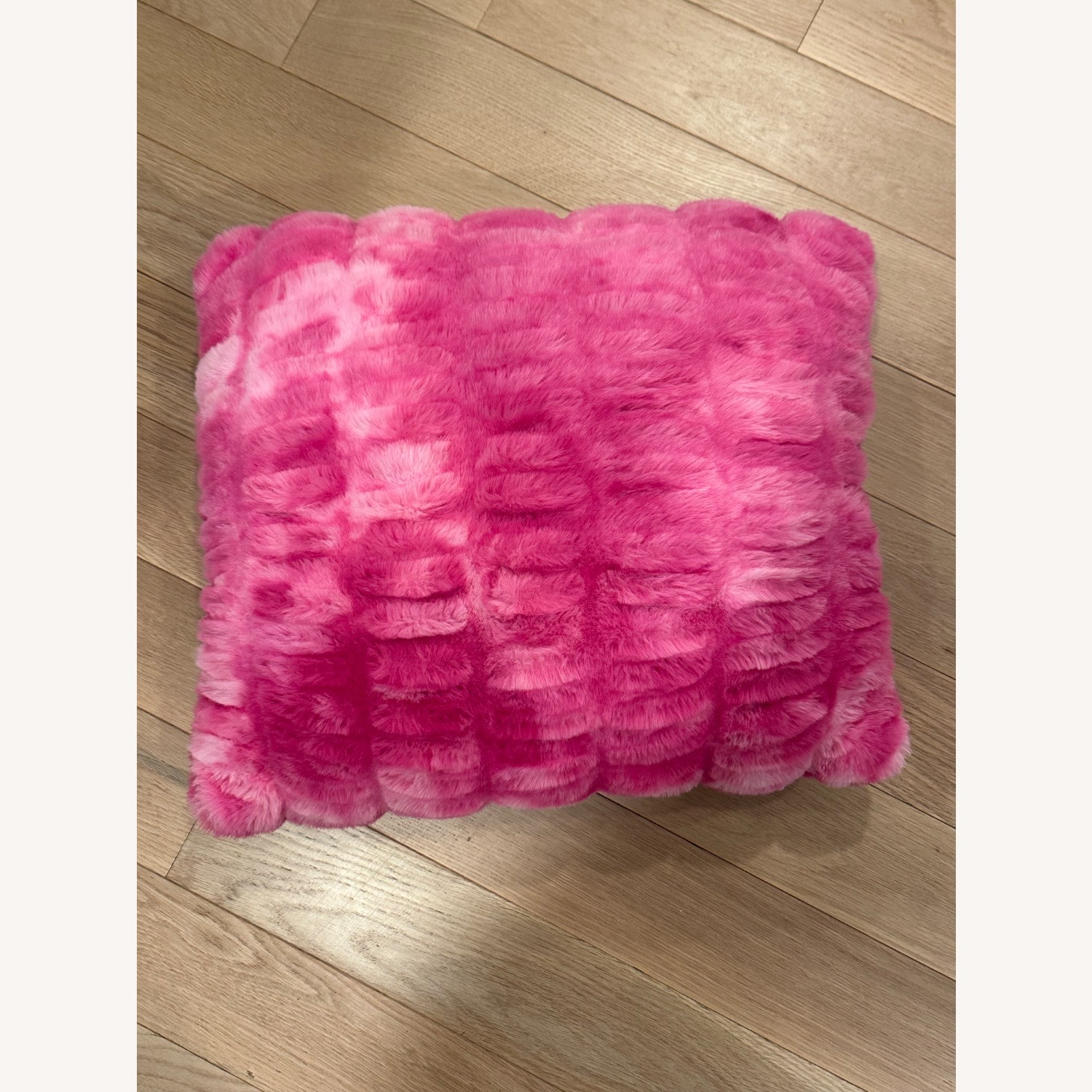 Pink Tie-dye Faux Fur Pillow - image-1