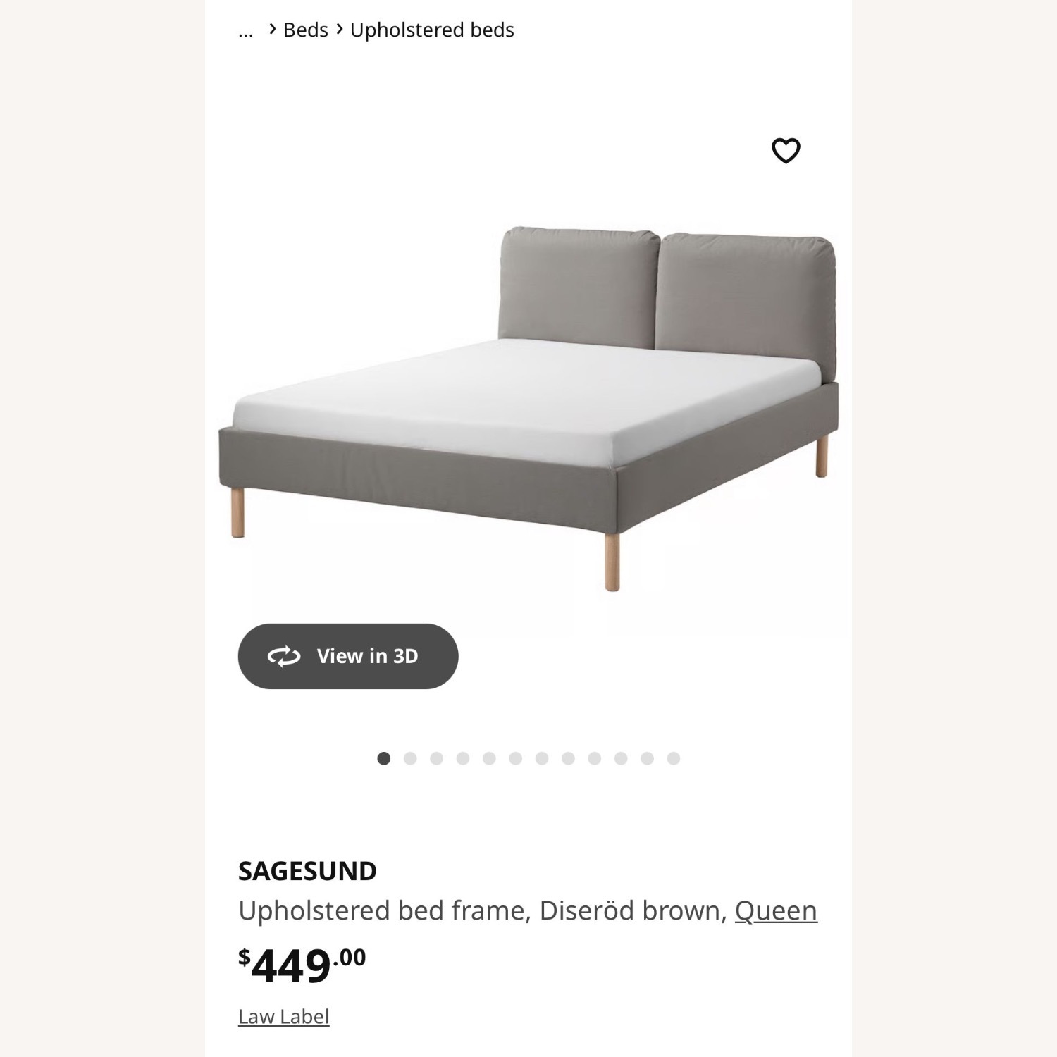 Sagesund Grey Fabric Queen Bed  - image-1