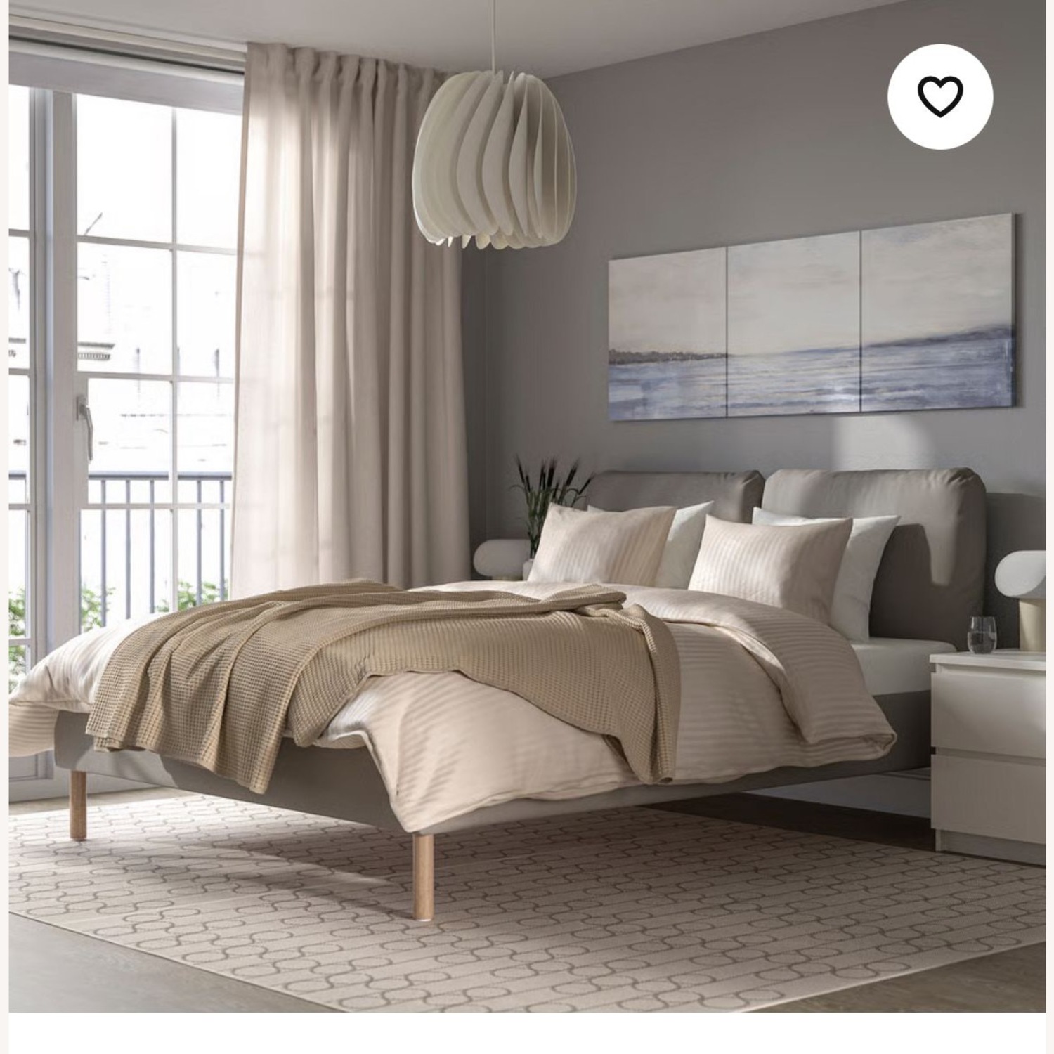 Sagesund Grey Fabric Queen Bed  - image-2