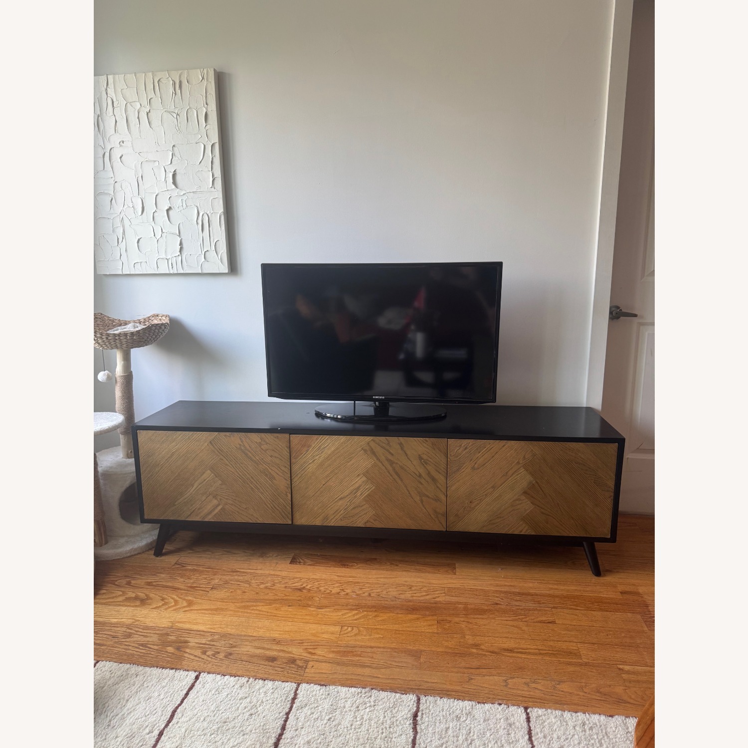 West Elm Chevron Oak Media Console - image-1