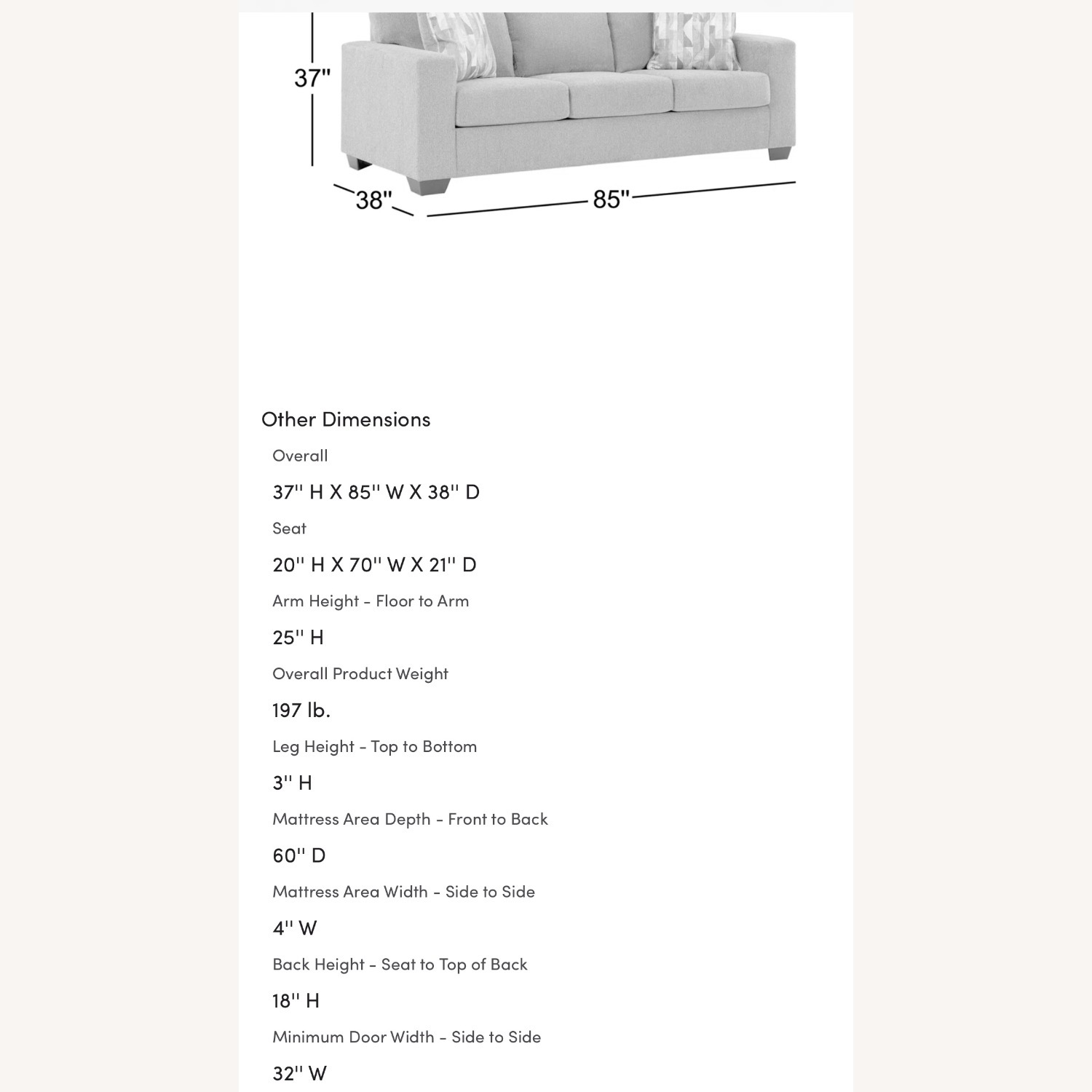 Deltona 85" Upholstered Sleeper Sofa (Wayfair) - image-10