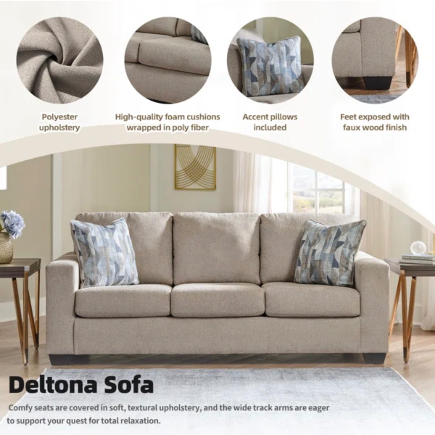 Deltona 85" Upholstered Sleeper Sofa (Wayfair) - image-9