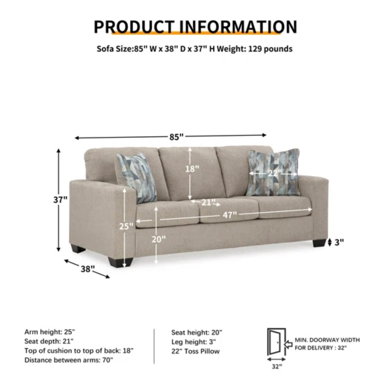Deltona 85" Upholstered Sleeper Sofa (Wayfair) - image-4