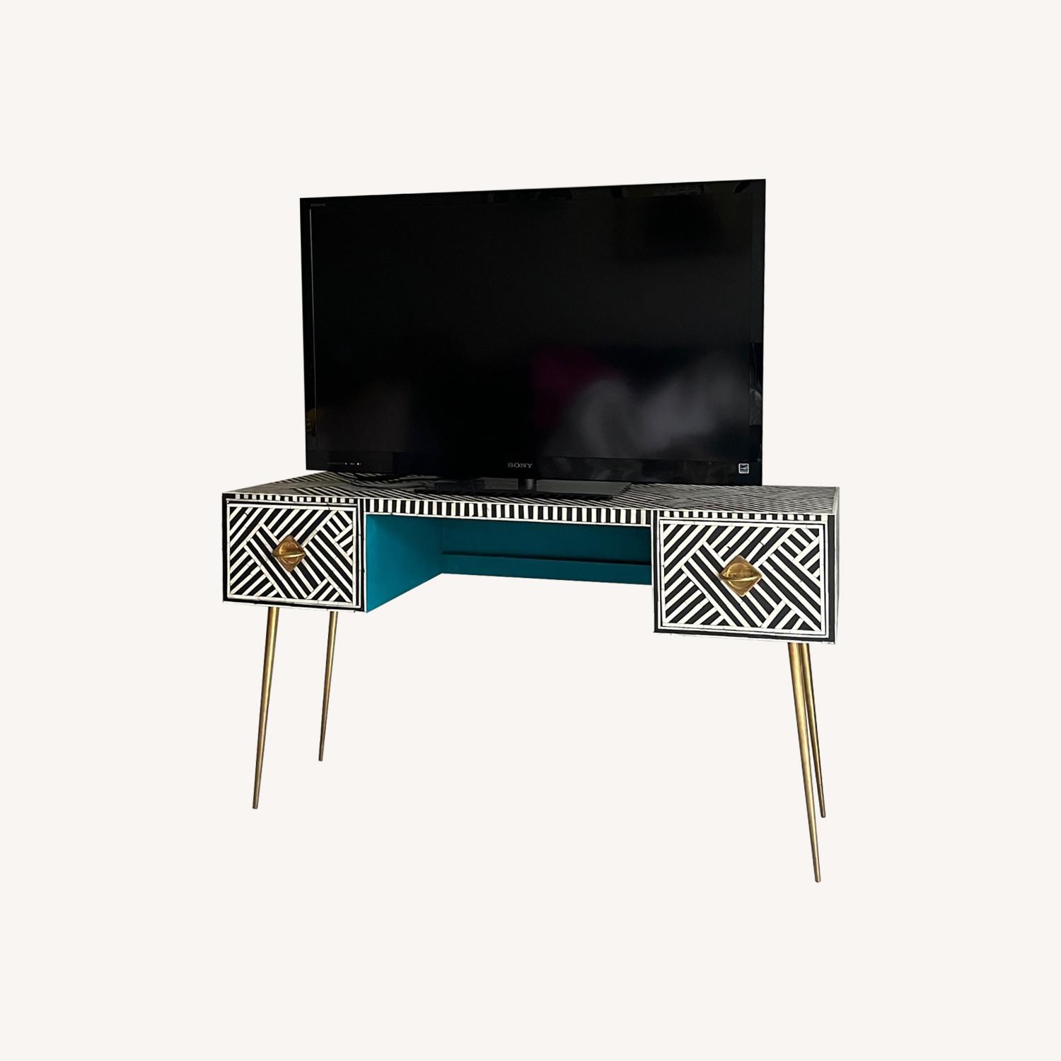 Bone-Inlay Desk / TV Console - image-0