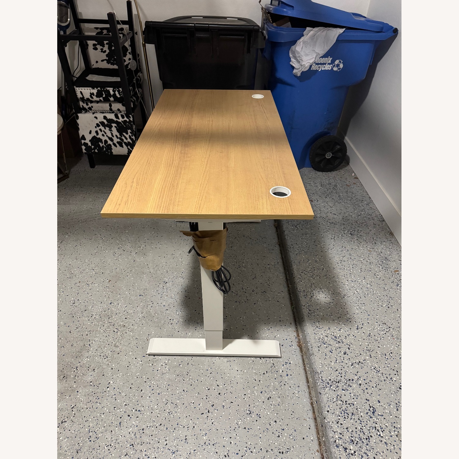 Wayfair Standing Desk - Natural Wood & White - image-2