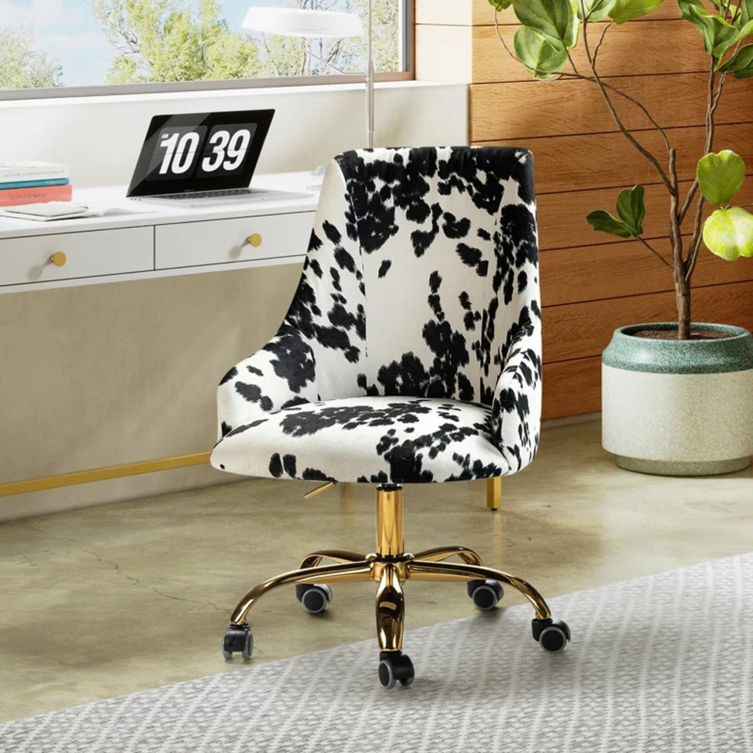 Fun Cowprint Swivel Chair for Your Home Office - image-4