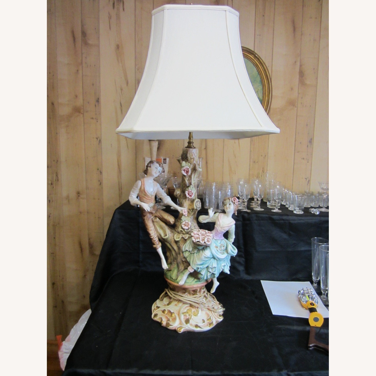 Retro Ornate Capodimonte Style Lamp Made In Italy - image-1