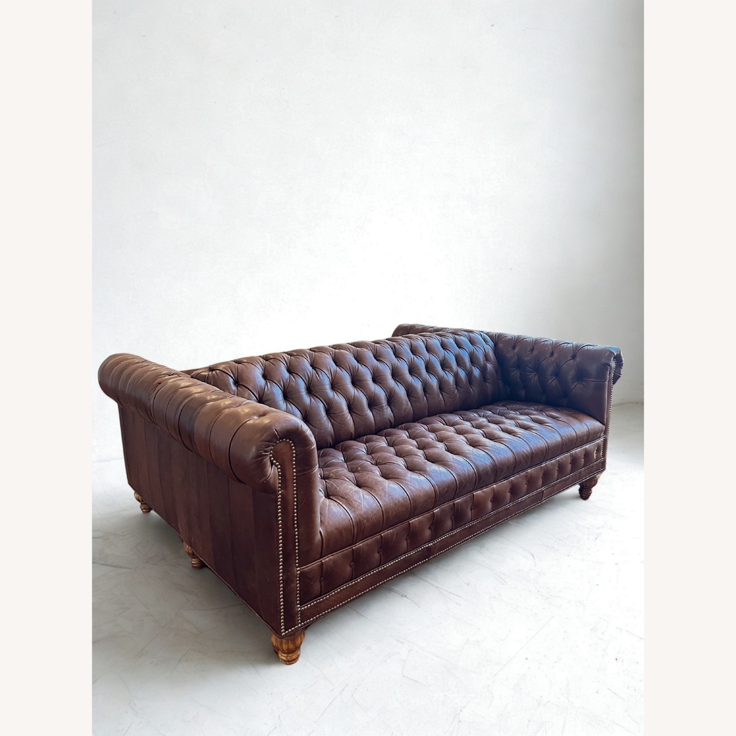 Vintage Full Grain Leather Chesterfield Sofa - image-4