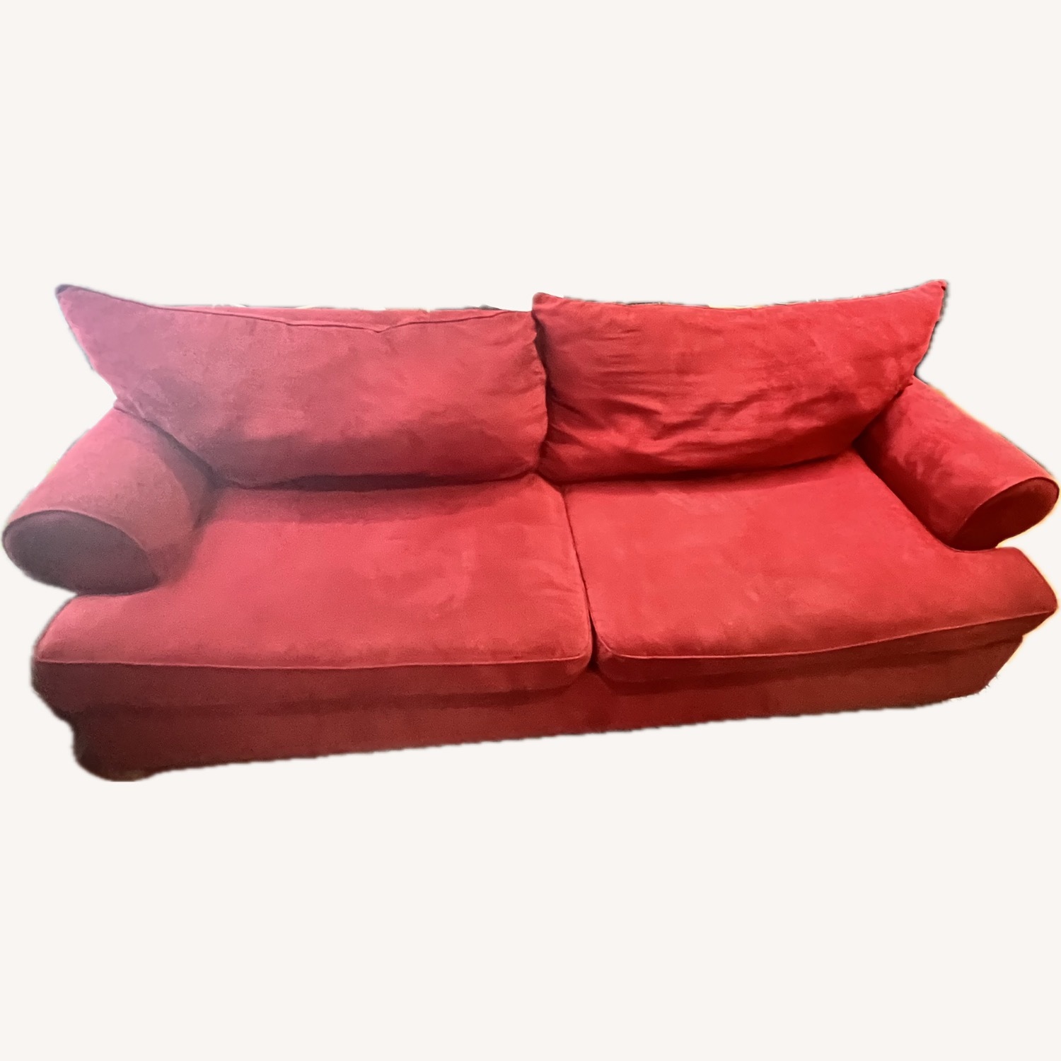 Red Microfiber 2 Seater Sofa  - image-3