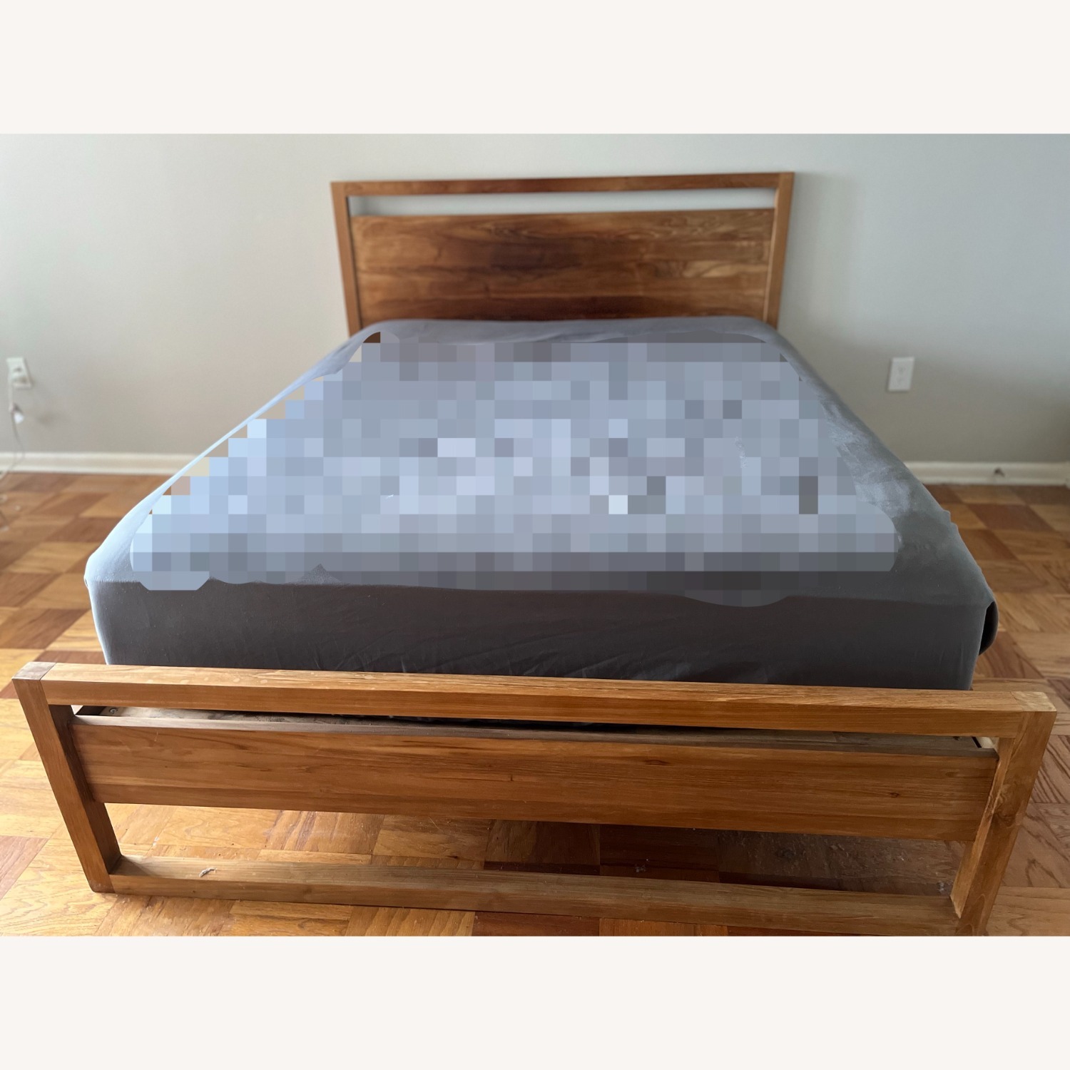 Crate & Barrel Linea Natural Teak Wood Queen Bed - image-1