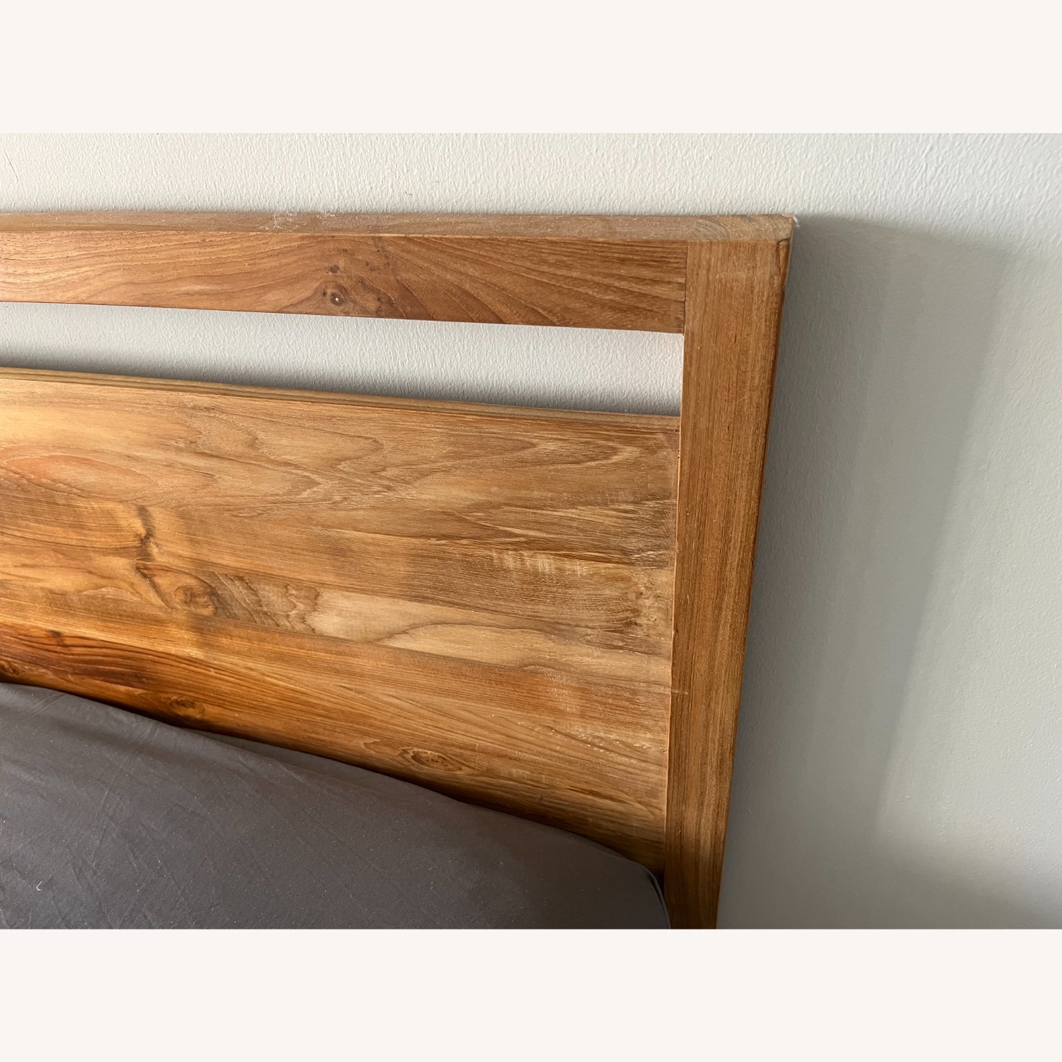 Crate & Barrel Linea Natural Teak Wood Queen Bed - image-5