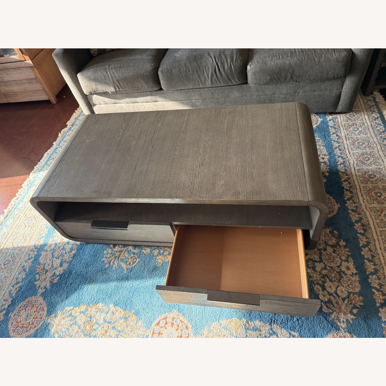 Modern, solid wood coffee table with drawers - image-2