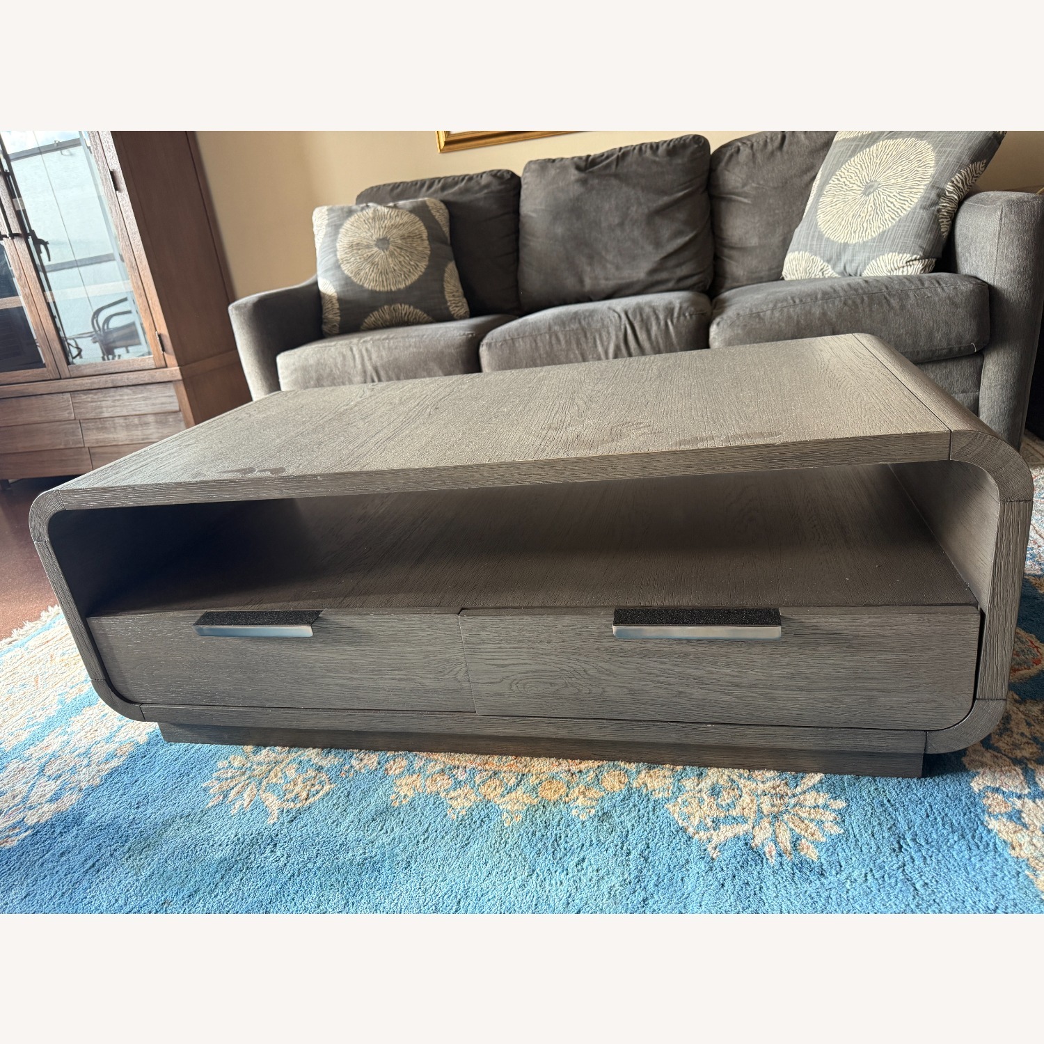 Modern, solid wood coffee table with drawers - image-1