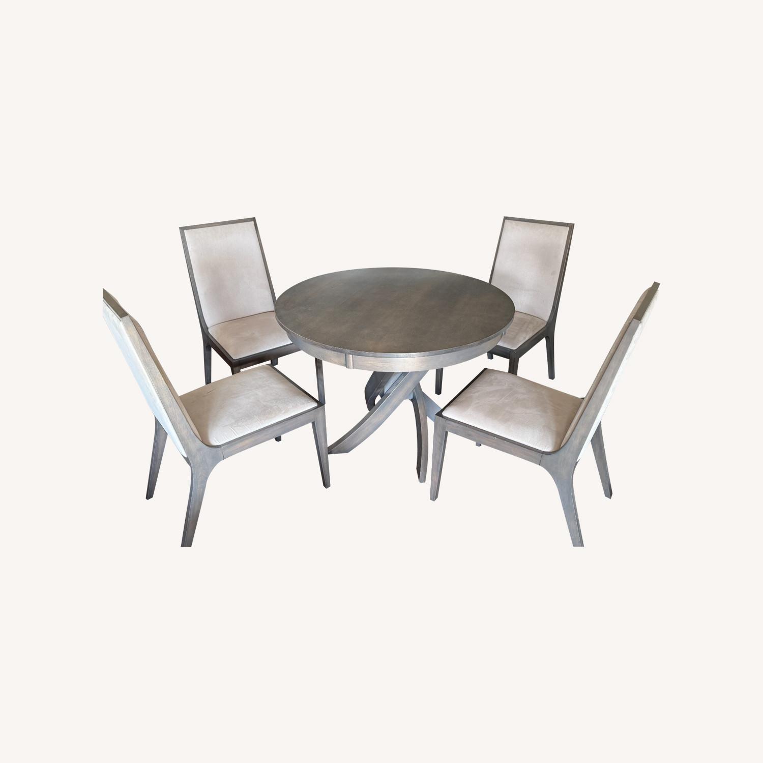 Round Wood Dining Table & 4 Chair Set - image-0