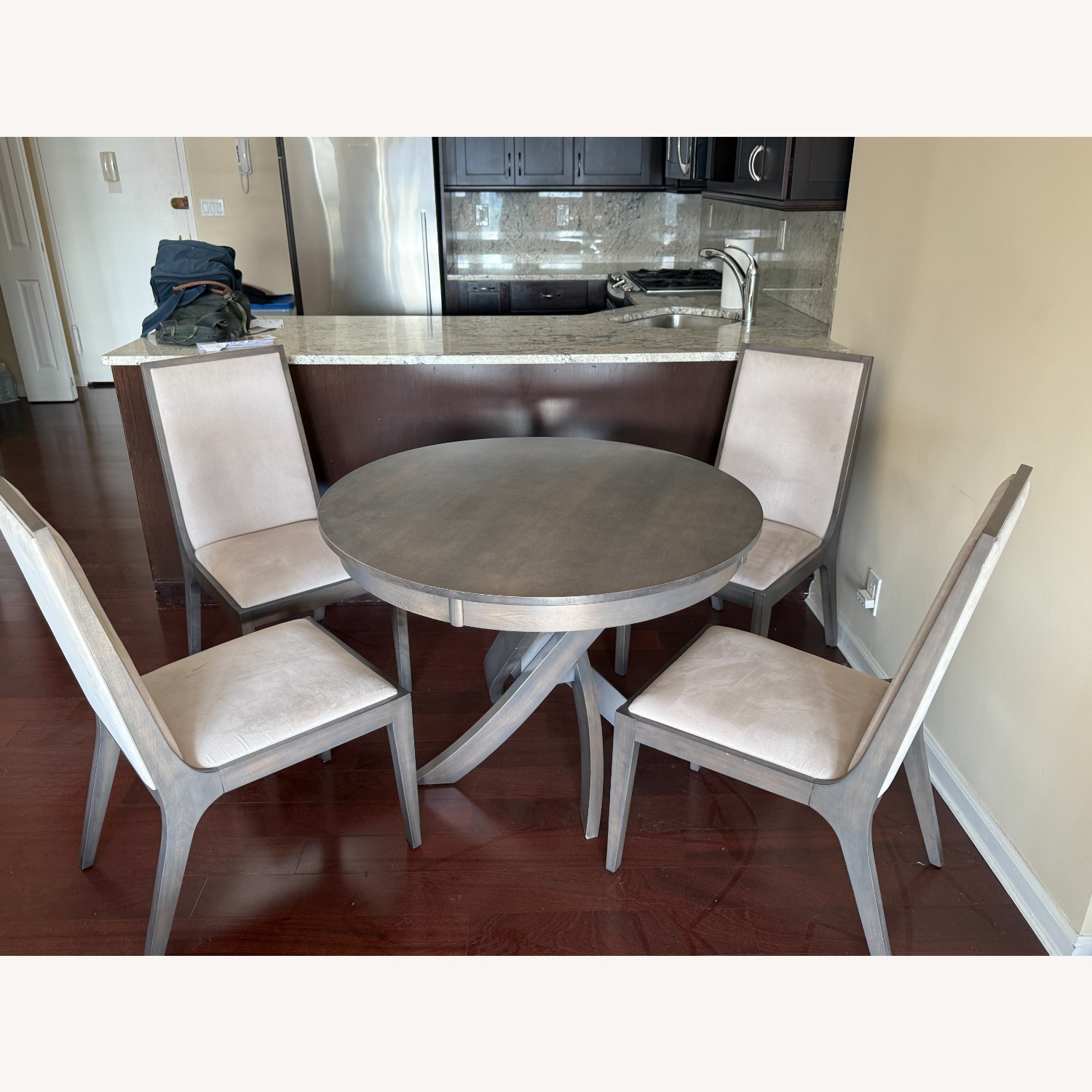 Round Wood Dining Table & 4 Chair Set - image-2