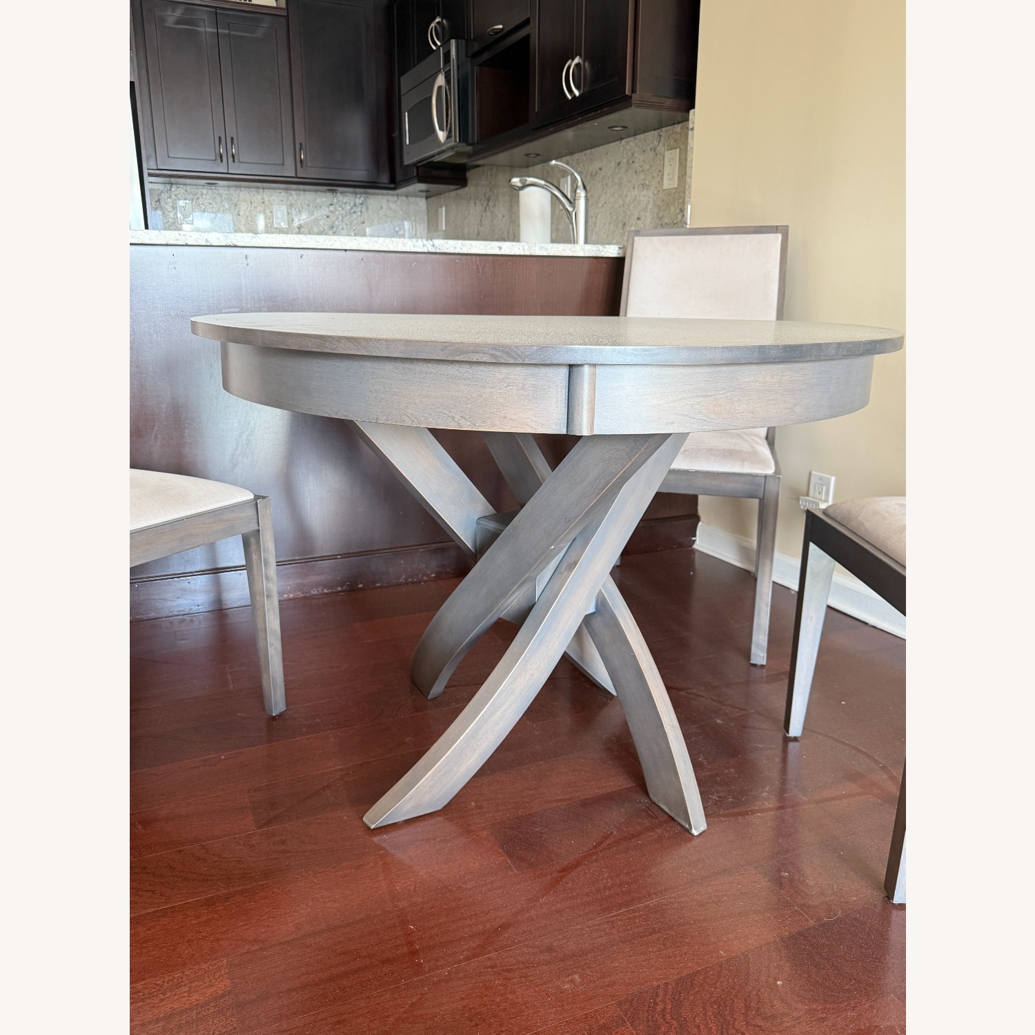 Round Wood Dining Table & 4 Chair Set - image-3