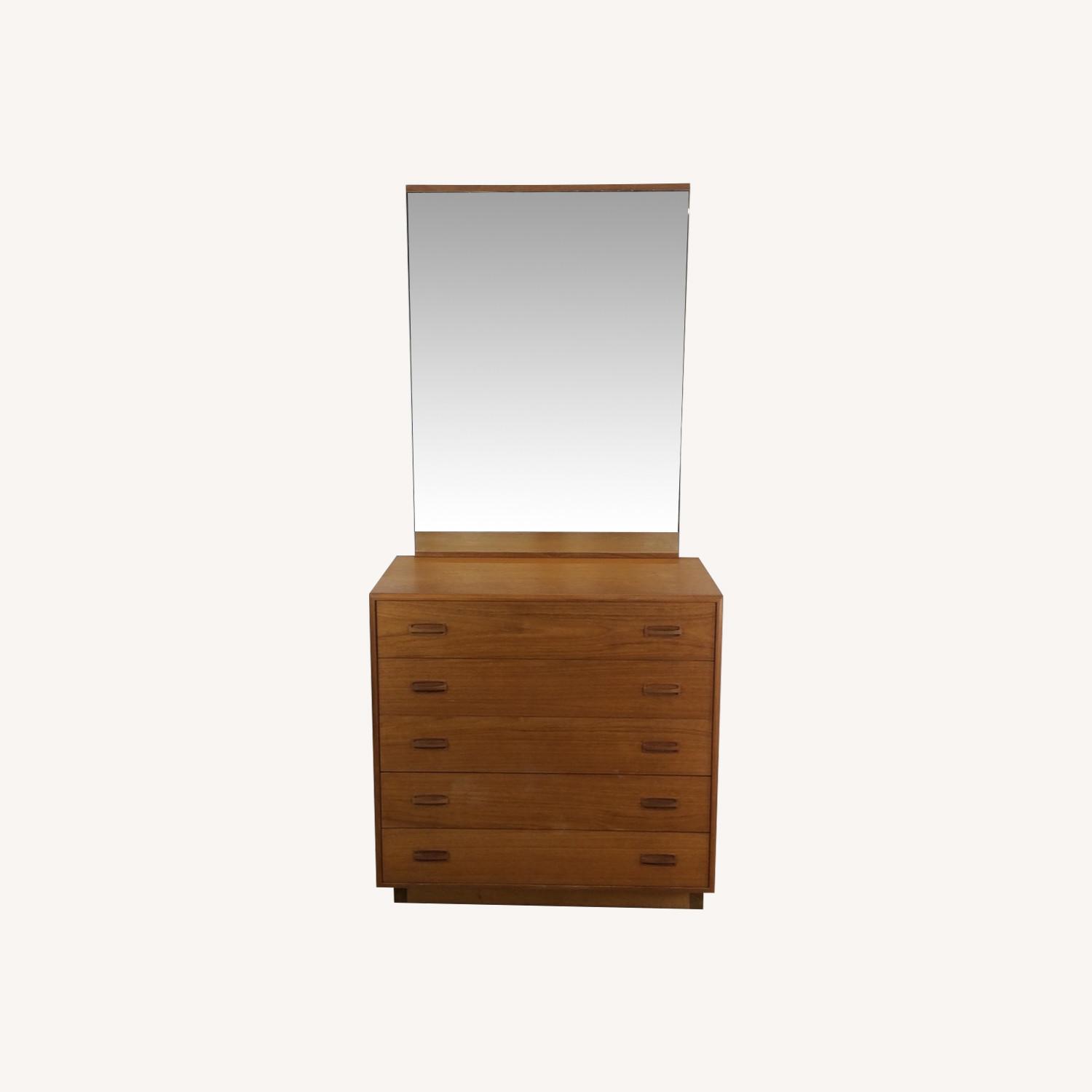 Danish Teak Highboy Dresser with Mounted Mirror - image-0