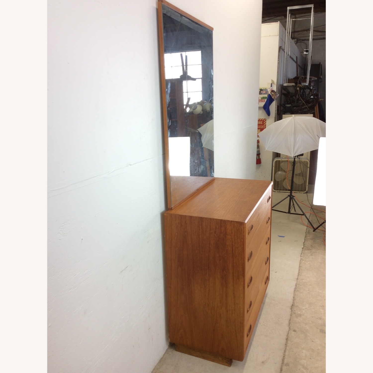 Danish Teak Highboy Dresser with Mounted Mirror - image-11