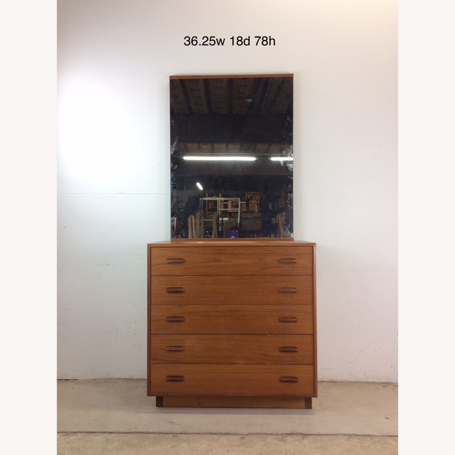 Danish Teak Highboy Dresser with Mounted Mirror - image-24