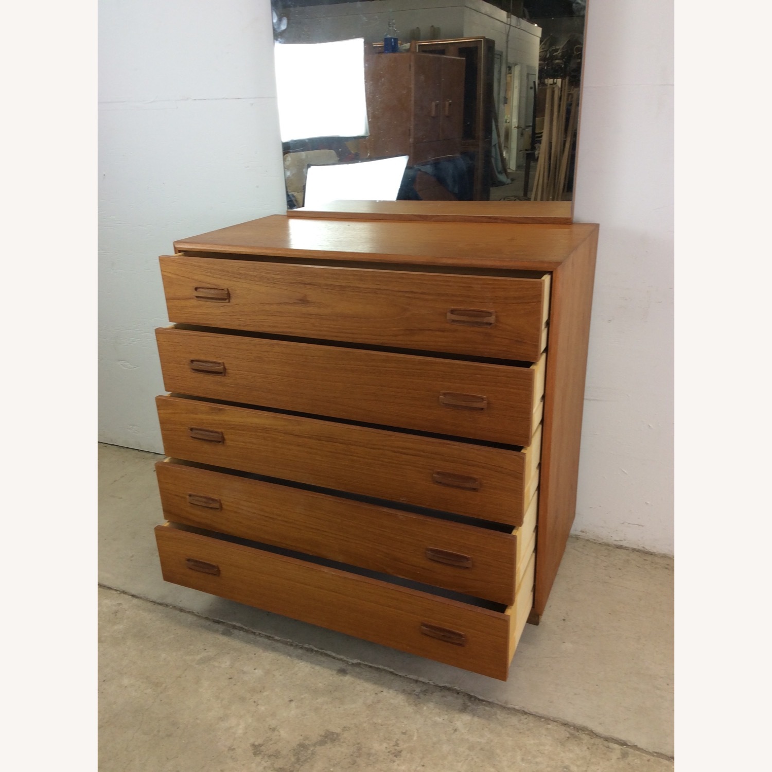 Danish Teak Highboy Dresser with Mounted Mirror - image-19