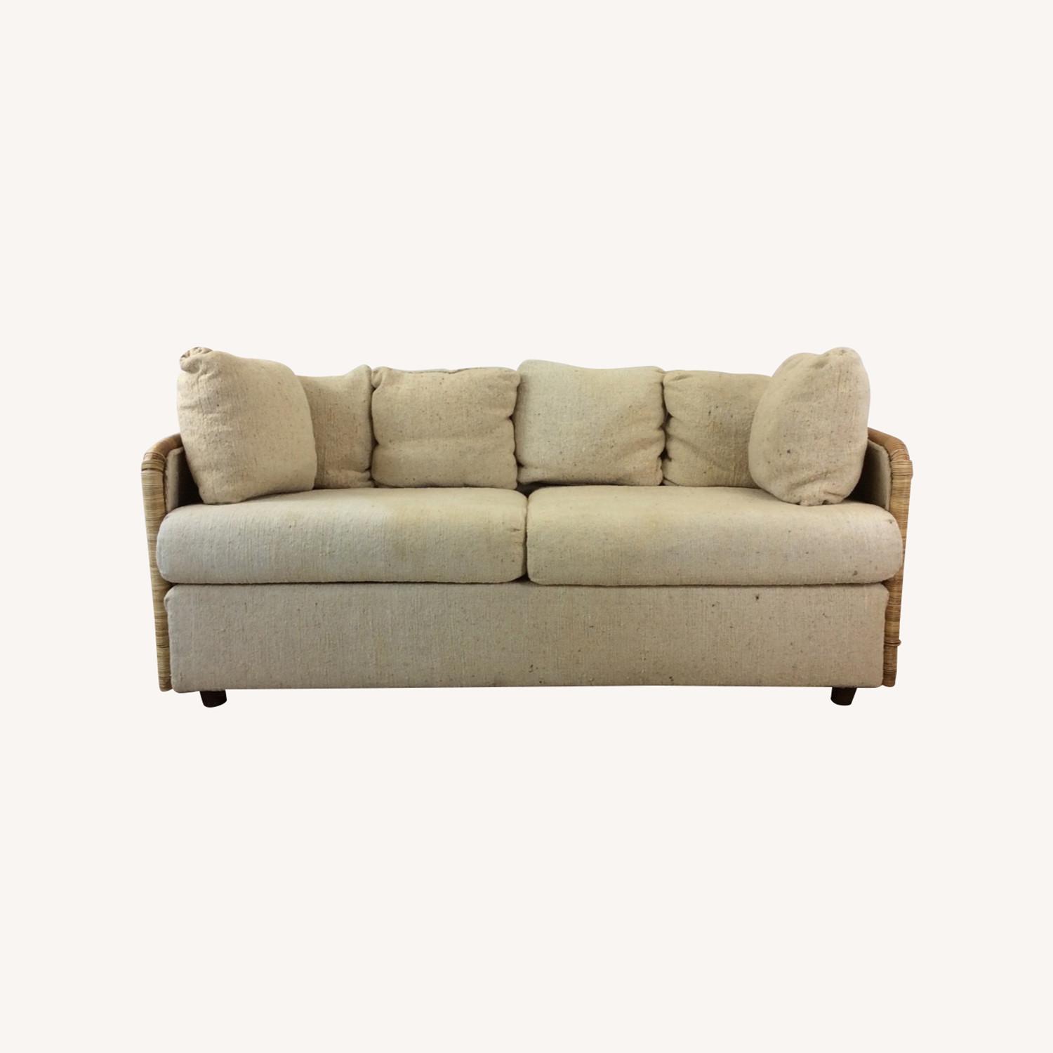 MCM 3 Seater Sofa with Wicker Arms - image-0