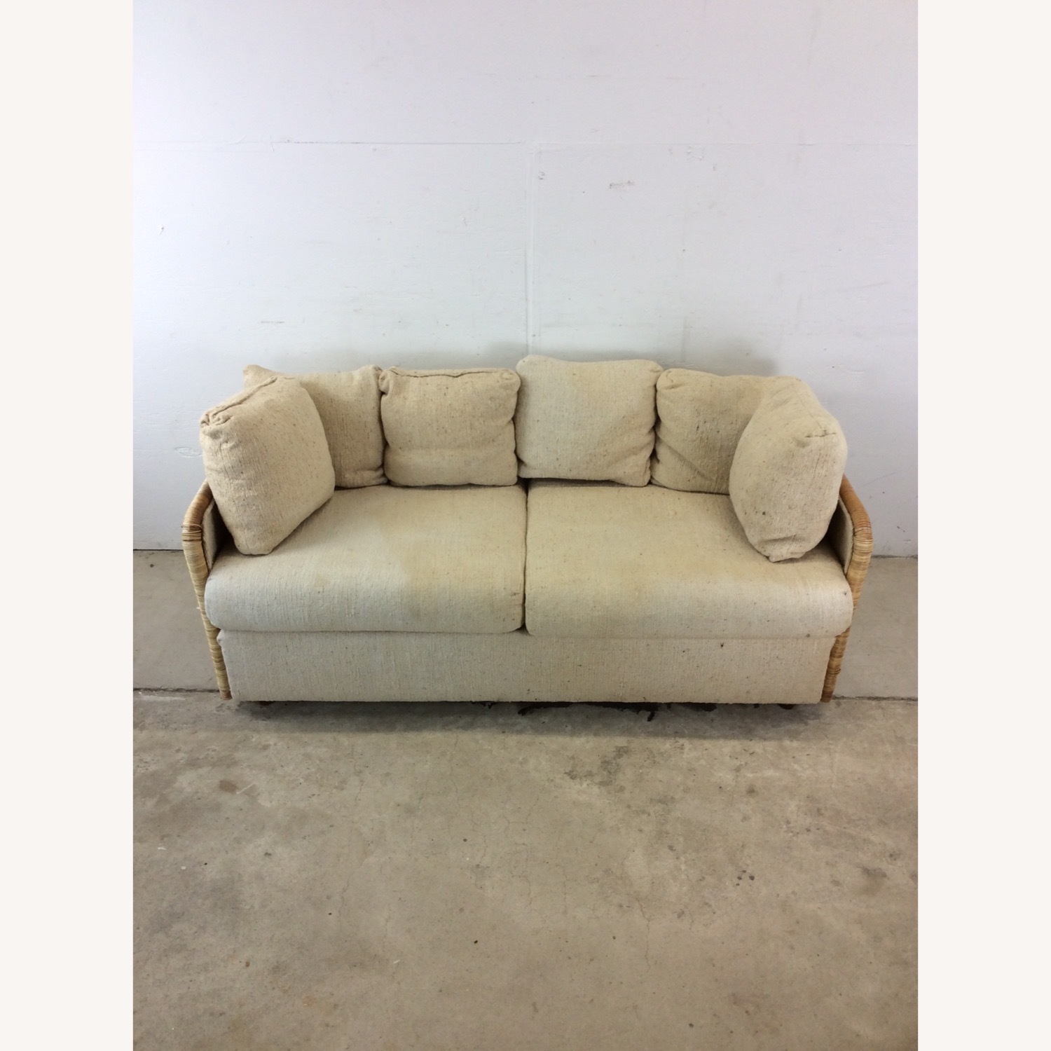MCM 3 Seater Sofa with Wicker Arms - image-2