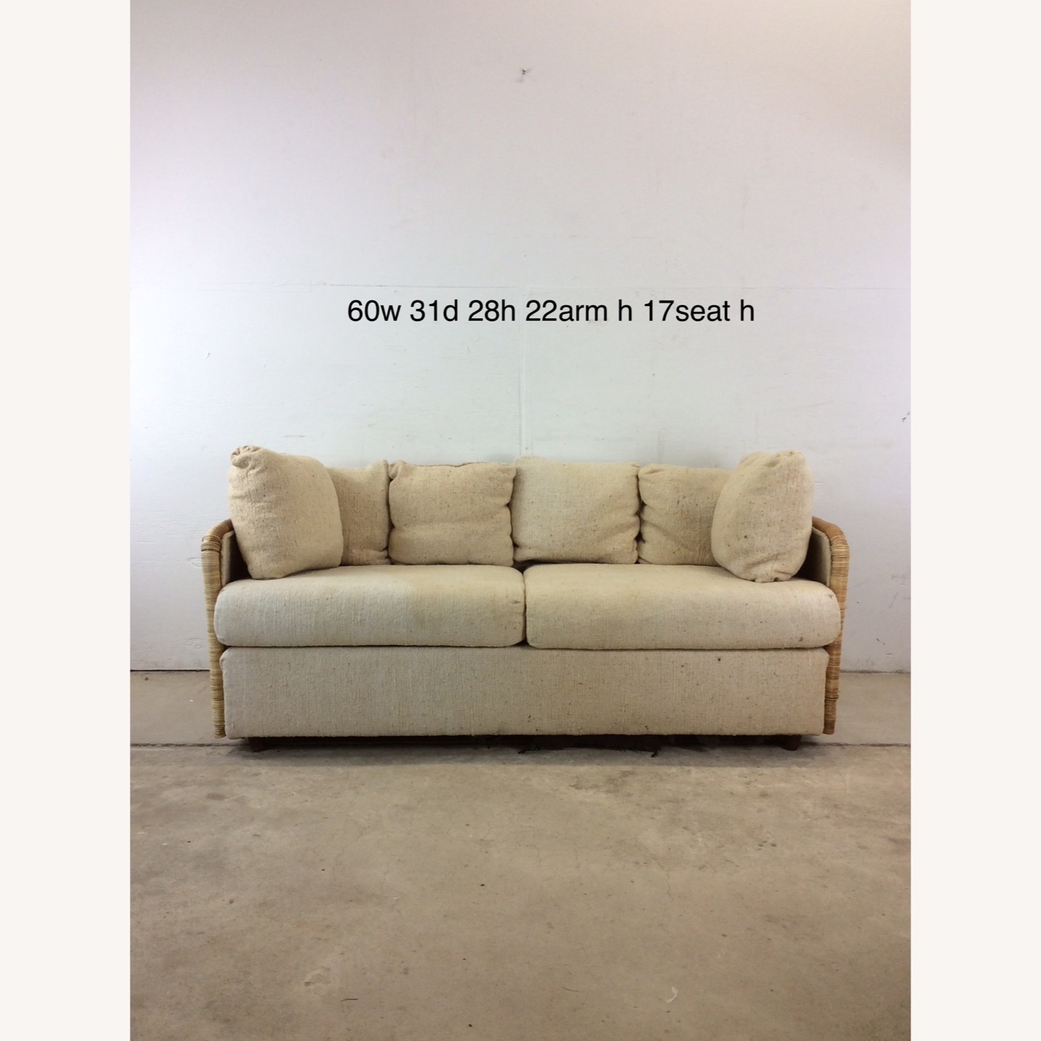 MCM 3 Seater Sofa with Wicker Arms - image-25