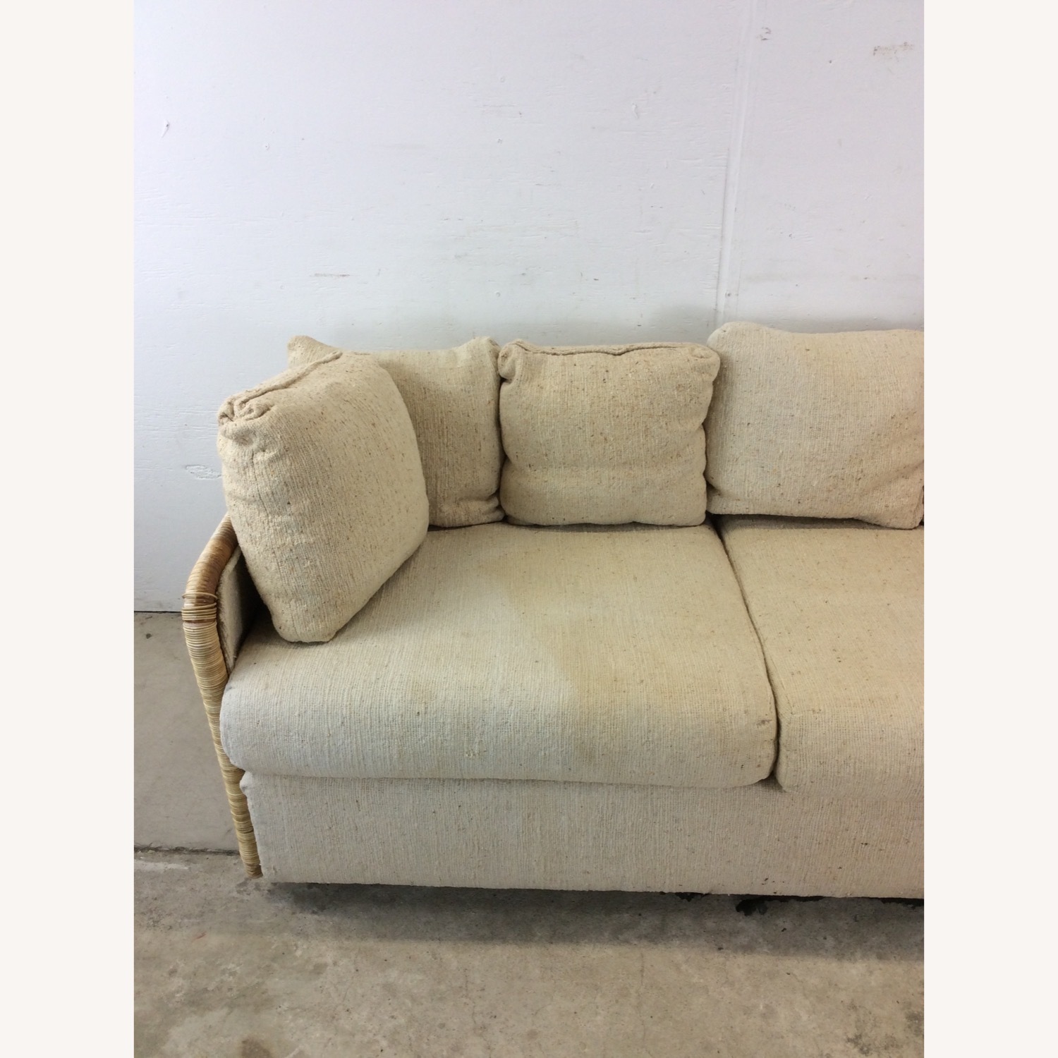 MCM 3 Seater Sofa with Wicker Arms - image-3