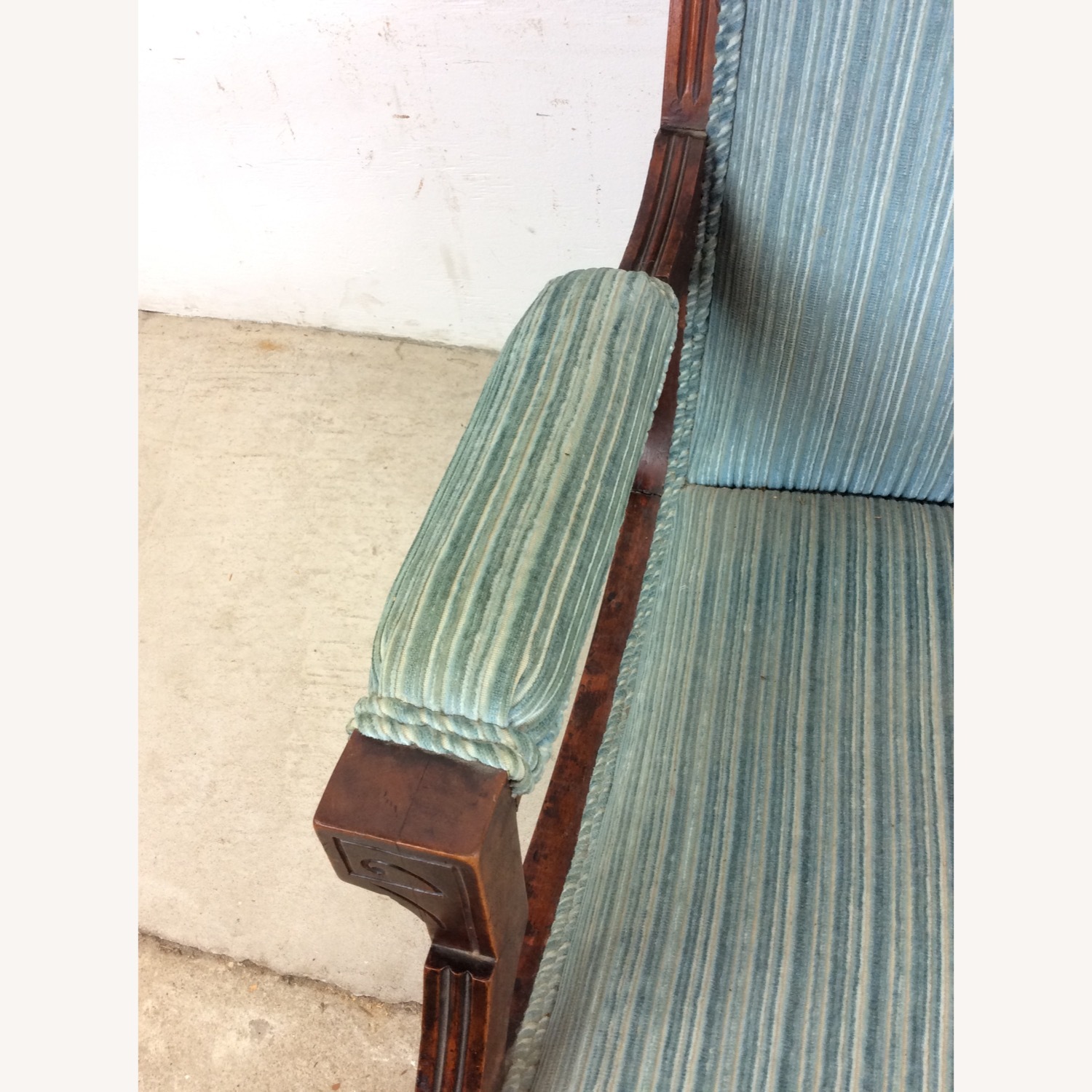 Antique Upholstered Rocking Chair with Carved Wood - image-9