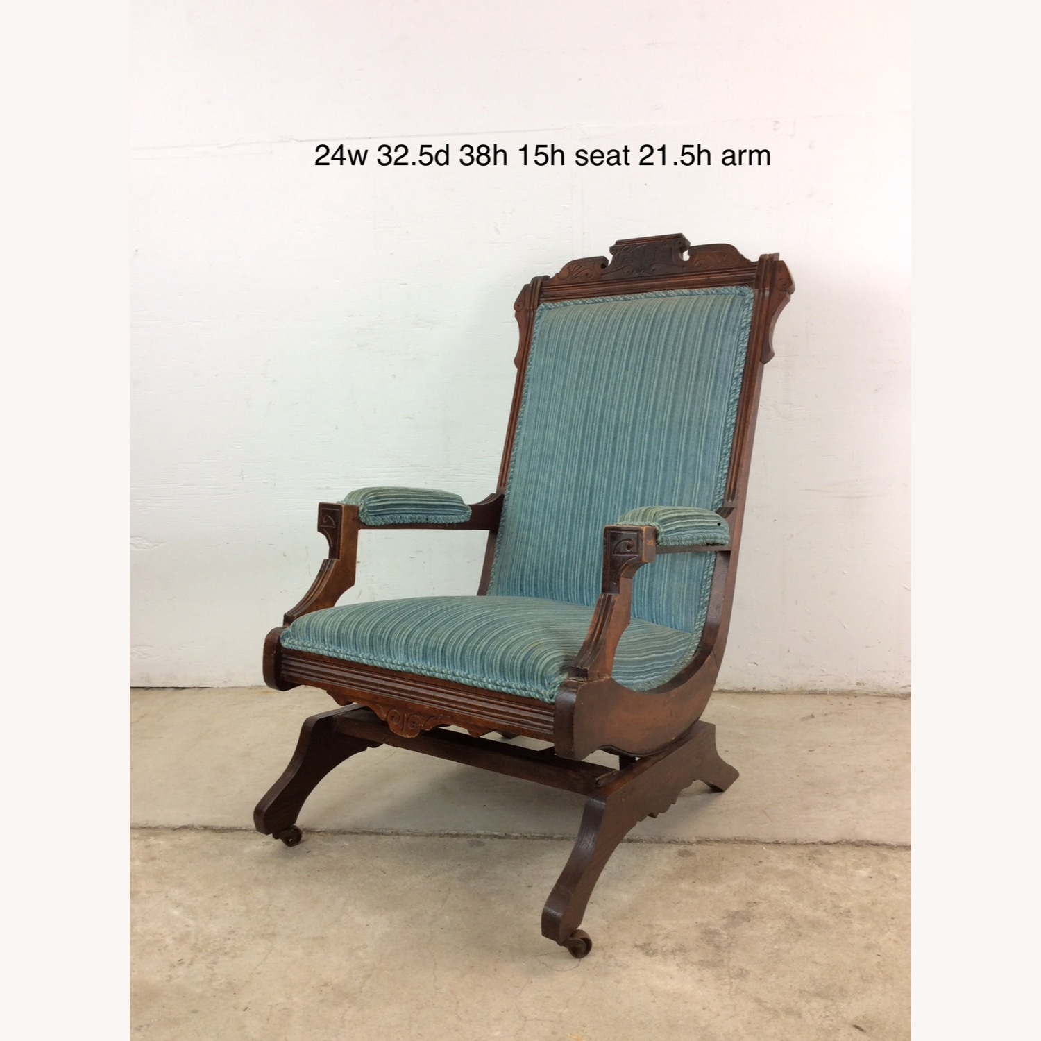 Antique Upholstered Rocking Chair with Carved Wood - image-24