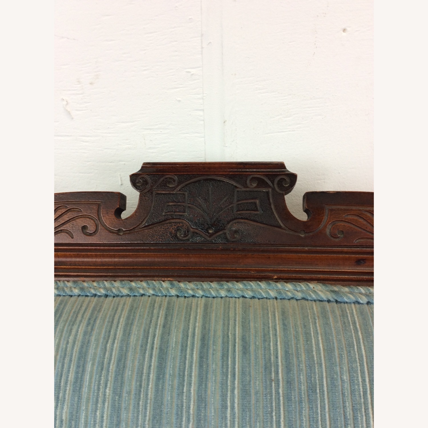 Antique Upholstered Rocking Chair with Carved Wood - image-10